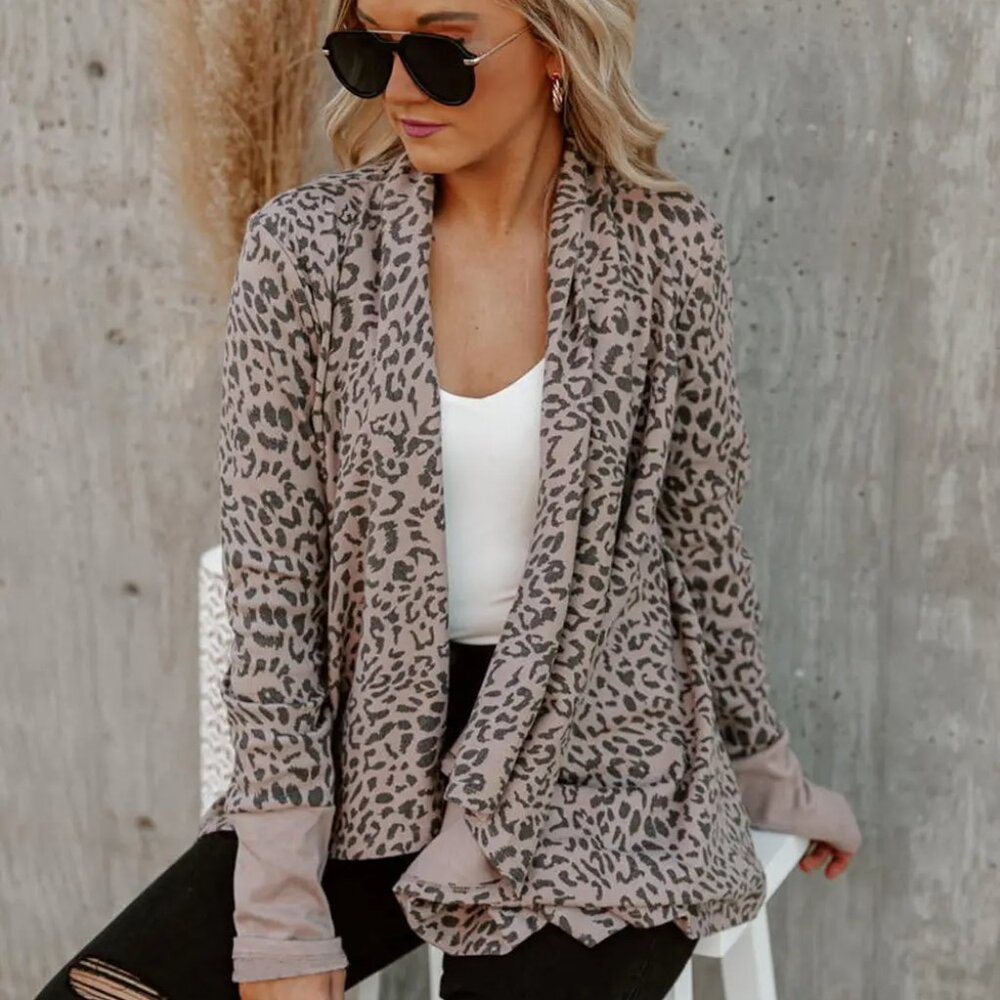 Leopard Open Front Cardigan